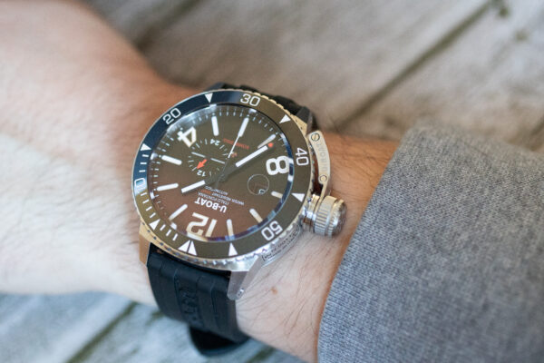 U-BOAT Sommerso Ceramic Bordeaux Watch 9521 Wrist Shot