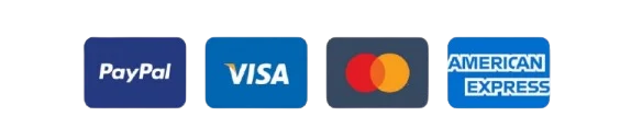 PayPal, Visa, Mastercard and American Express payment icons
