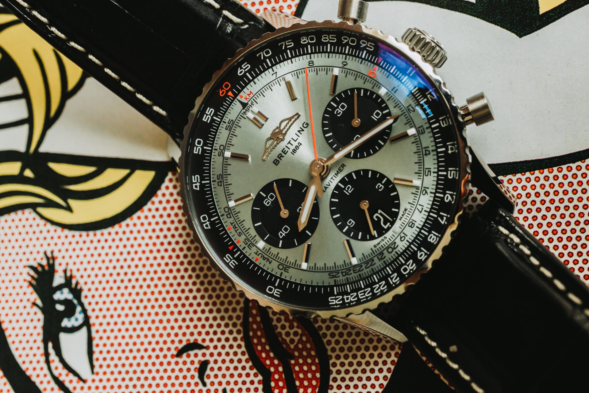 Breitling Navitimer B01 41 Ice Blue on Pop Art | Pre-Owned Breitling Watches