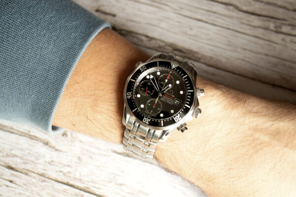 Pre-Owned OMEGA Seamaster 300M Chronograph Black Dial Wrist Shot