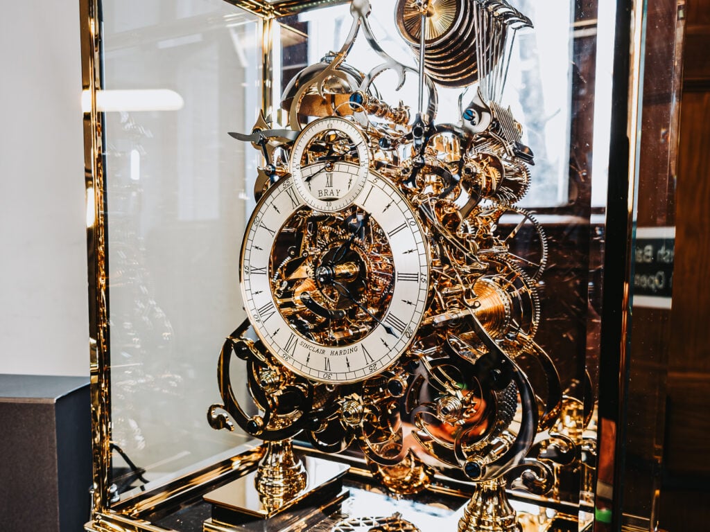 Sinclair Harding Three Train Skeleton Clock at British Watchmakers' Day 2026