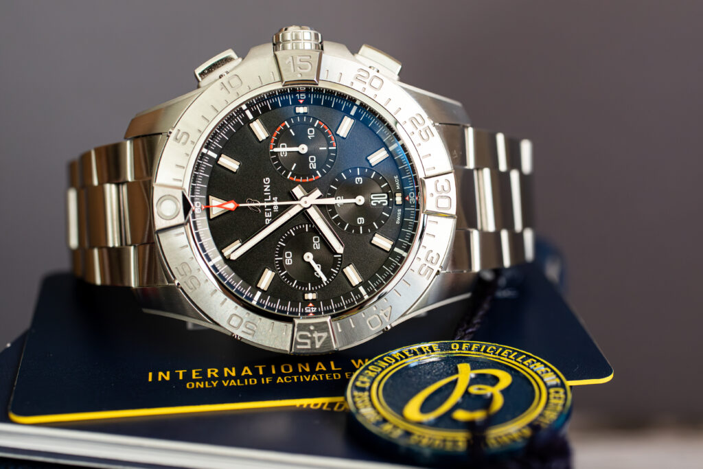 Breitling Avenger B01 Chronograph 44 AB0147 Warranty Shot at MVS Watches