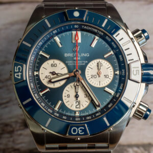 Breitling Super Chronomat B01 44 Blue Dial AB0136 Front Shot at MVS Watches