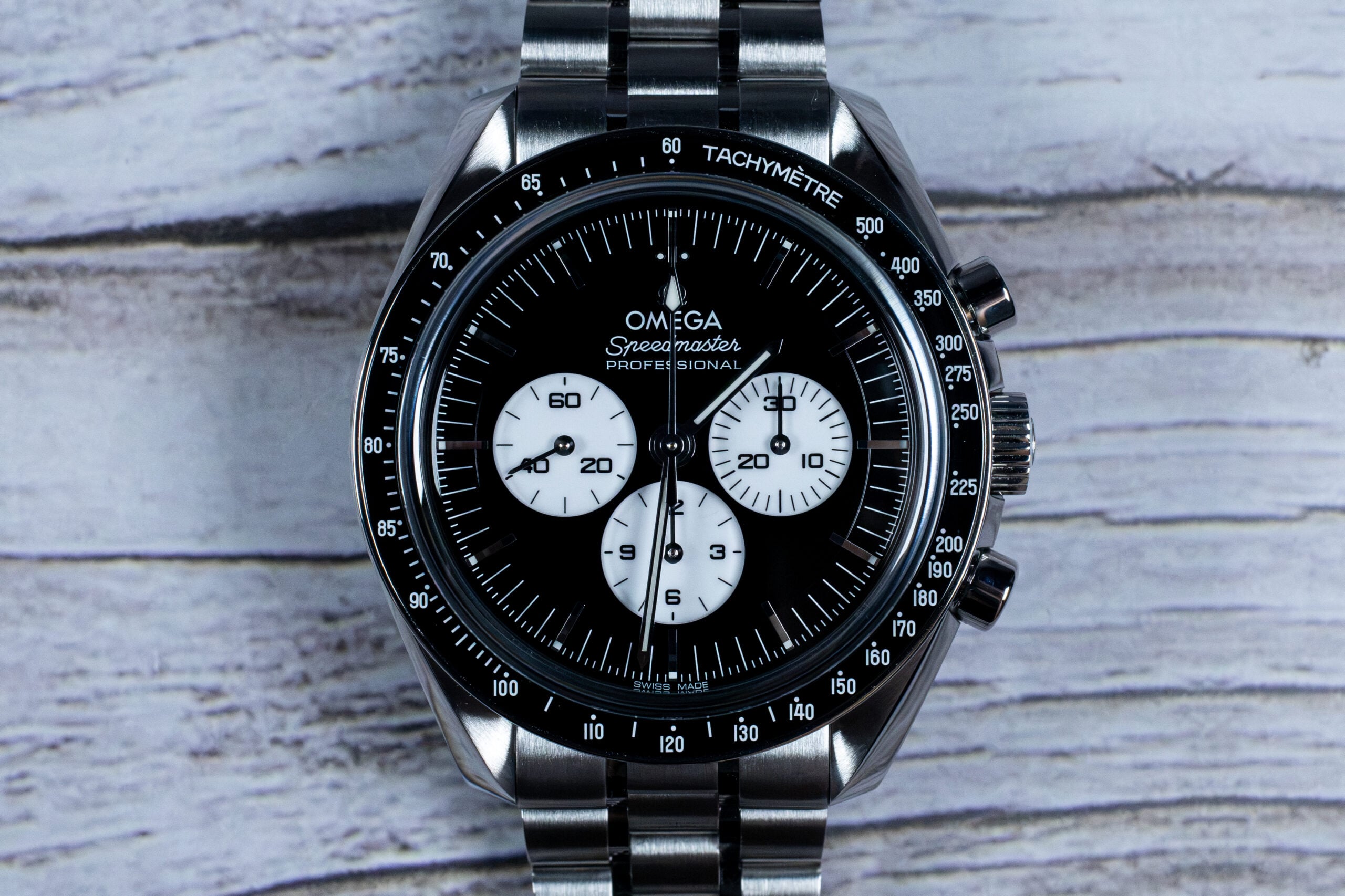 OMEGA Speedmaster Moonwatch Reverse Panda 310.30.42.50.01.004 Front Shot at MVS Watches